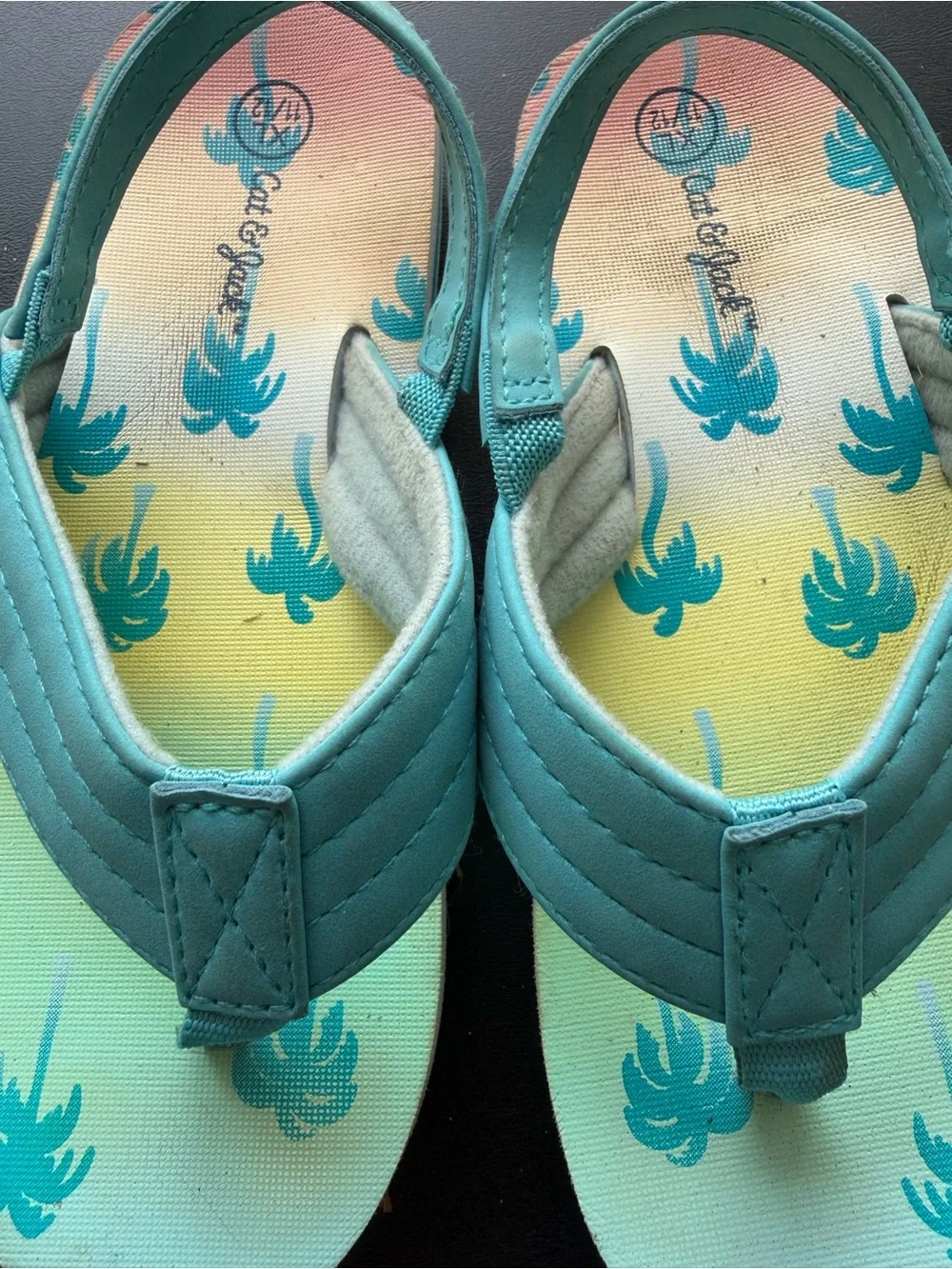 ⭐️ Blue Palm-Print Kids Flip Flop Sandals